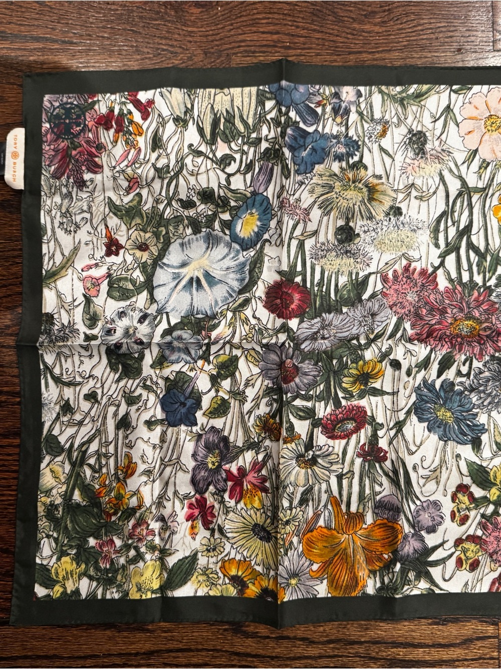 Floral Botanical Print Silk Scarf in Multicolor